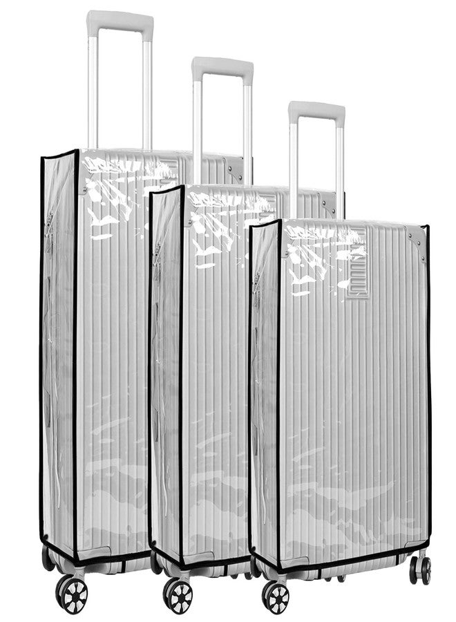 Abizarch 3 Pcs Clear Luggage Cover Protector, 20" 24" 28" PVC Suitcase Covers for Suitcase Waterproof Dustproof Anti-scratch Travel Suitcase Covers Case for Wheeled Luggage(Black edge,20+24+28 inches) - Image 2